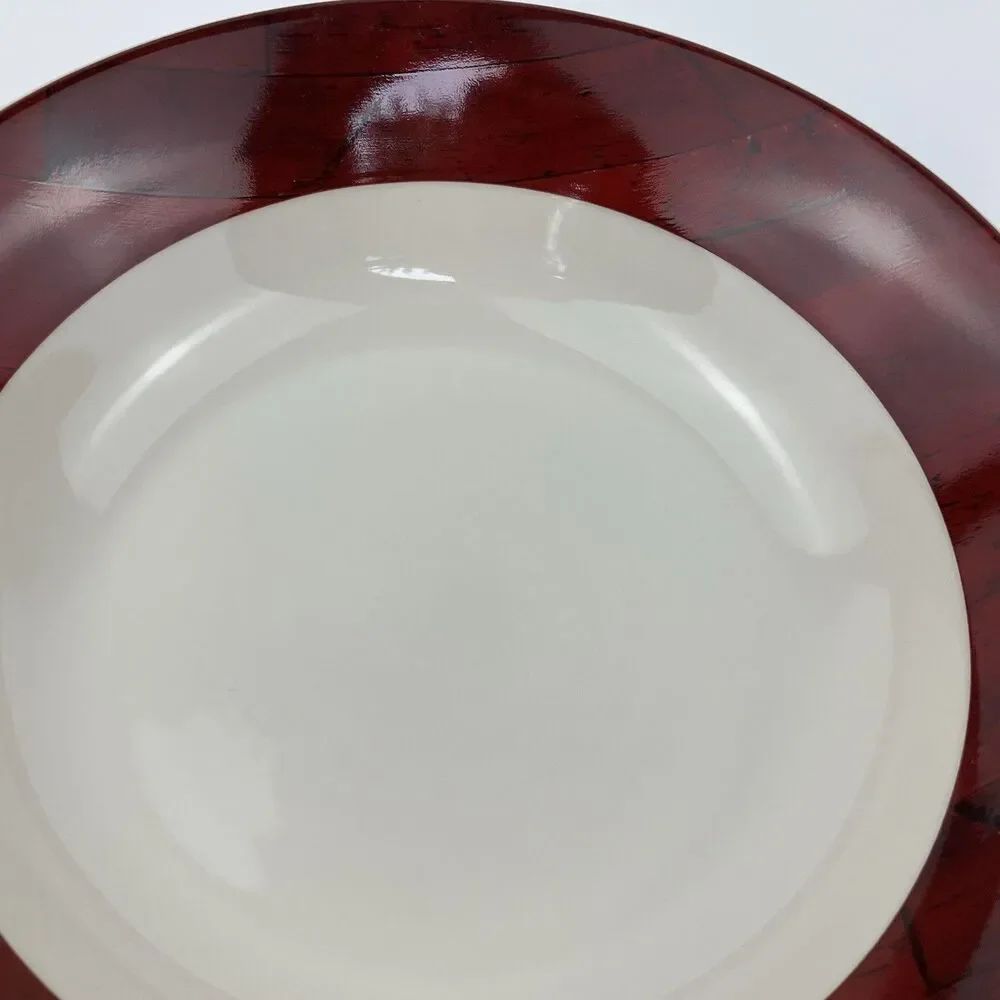 Vintage Sakura Warren Kimble Barn Dinnerware Set Red Woodgrain 1998